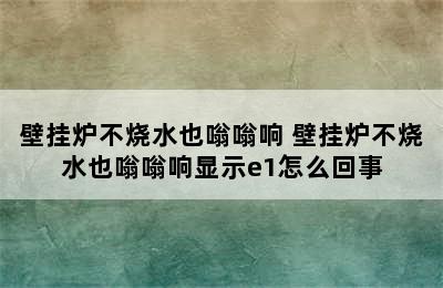 壁挂炉不烧水也嗡嗡响 壁挂炉不烧水也嗡嗡响显示e1怎么回事